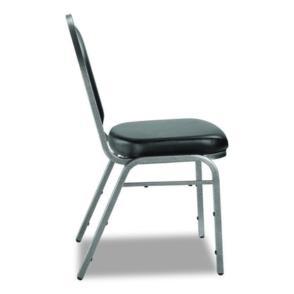 9200 Series Premium Upholstered Stack Chair, Vinyl, Supports Up to 500 lb,19" Seat Height, Black Seat/Back, Silver Base, 2/PK