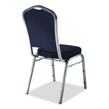 9300 Series Deluxe Upholstered Stack Chair, Fabric, Supports 500 lb, 19" Seat Ht, Diamond Navy Seat/Back, Silver Base, 2/Pack