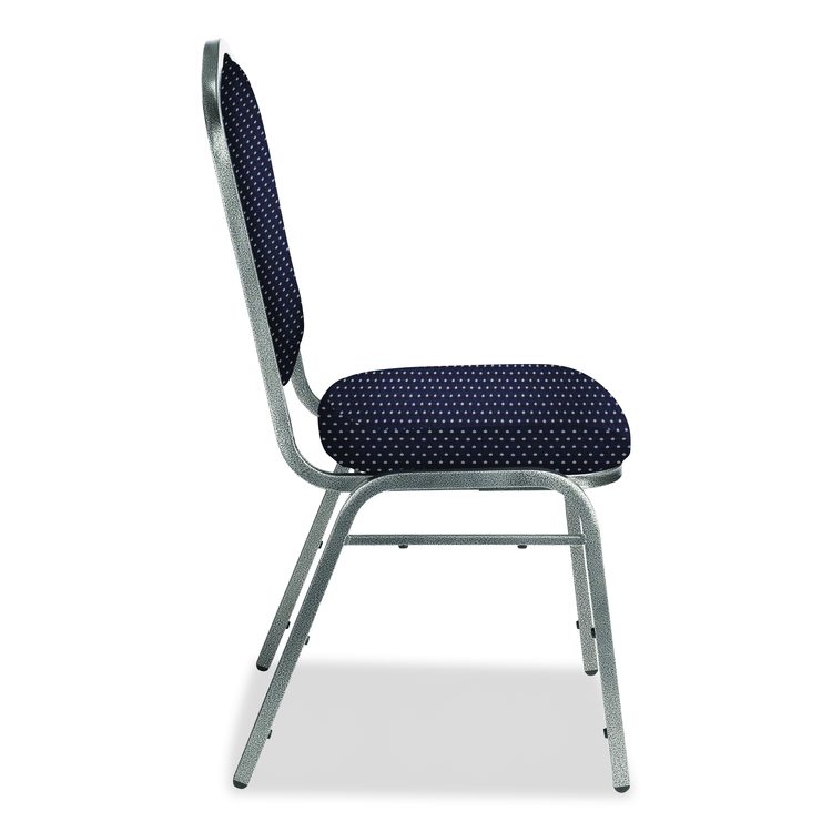 9300 Series Deluxe Upholstered Stack Chair, Fabric, Supports 500 lb, 19" Seat Ht, Diamond Navy Seat/Back, Silver Base, 2/Pack