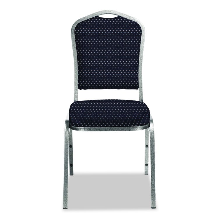 9300 Series Deluxe Upholstered Stack Chair, Fabric, Supports 500 lb, 19" Seat Ht, Diamond Navy Seat/Back, Silver Base, 2/Pack