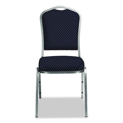 9300 Series Deluxe Upholstered Stack Chair, Fabric, Supports 500 lb, 19" Seat Ht, Diamond Navy Seat/Back, Silver Base, 2/Pack