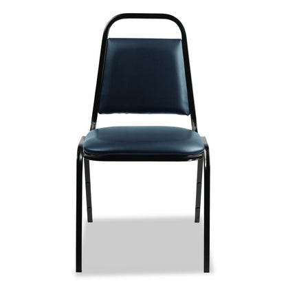 9100 Series Vinyl Upholstered Stack Chair, Supports 300 lbs, 18" Seat Height, Midnight Blue Seat/Back, Black Base, 4/Carton