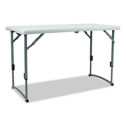 Plastic Fold-in-Half Adjustable Height Table, Rectangular, 24w x 48d x 22h to 35h, Speckled Gray Top, Gray Base/Legs