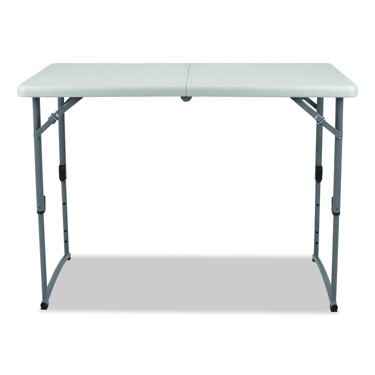 Plastic Fold-in-Half Adjustable Height Table, Rectangular, 24w x 48d x 22h to 35h, Speckled Gray Top, Gray Base/Legs