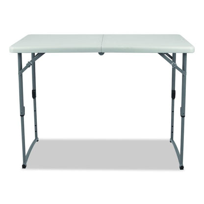 Plastic Fold-in-Half Adjustable Height Table, Rectangular, 24w x 48d x 22h to 35h, Speckled Gray Top, Gray Base/Legs