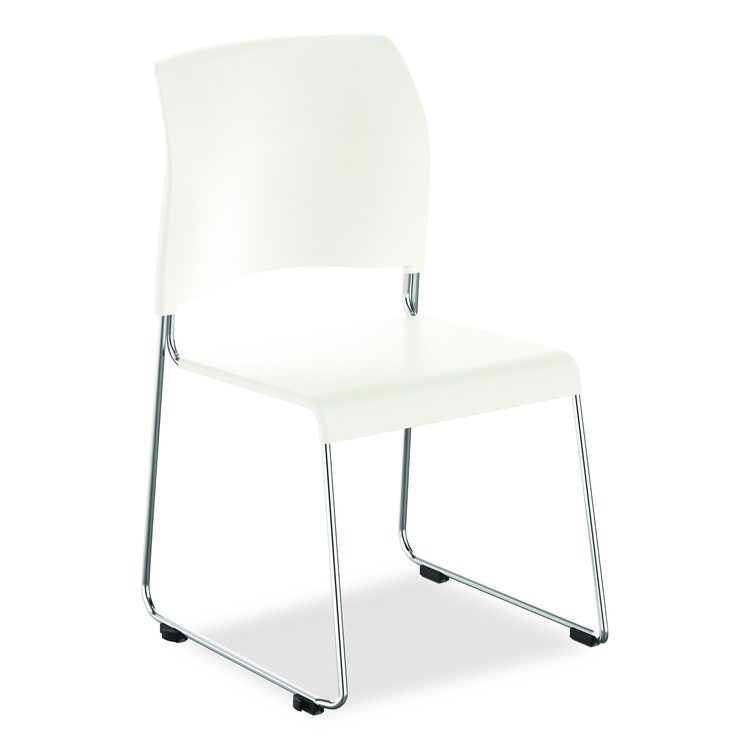 8800 Series Cafetorium Plastic Stack Chair, Supports Up to 500 lb, 18" Seat Height, White Seat/Back, Chrome Base, 4/Carton