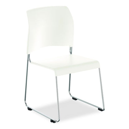 8800 Series Cafetorium Plastic Stack Chair, Supports Up to 500 lb, 18" Seat Height, White Seat/Back, Chrome Base, 4/Carton