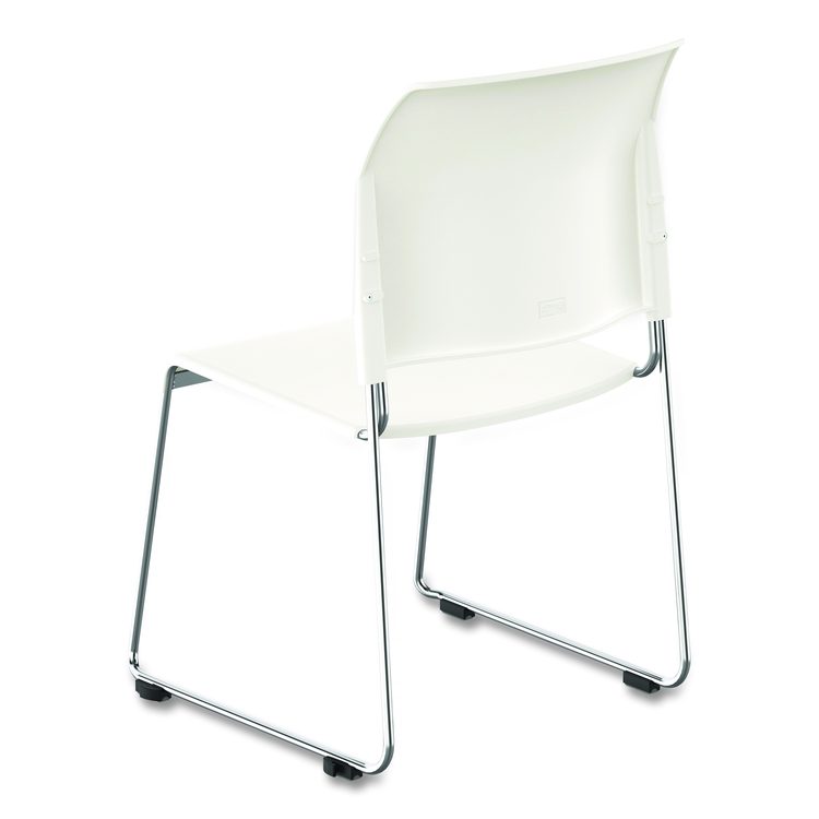 8800 Series Cafetorium Plastic Stack Chair, Supports Up to 500 lb, 18" Seat Height, White Seat/Back, Chrome Base, 4/Carton