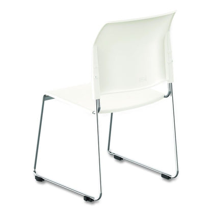 8800 Series Cafetorium Plastic Stack Chair, Supports Up to 500 lb, 18" Seat Height, White Seat/Back, Chrome Base, 4/Carton