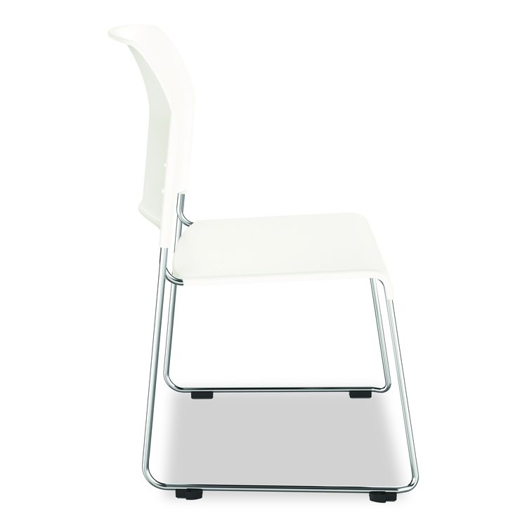8800 Series Cafetorium Plastic Stack Chair, Supports Up to 500 lb, 18" Seat Height, White Seat/Back, Chrome Base, 4/Carton