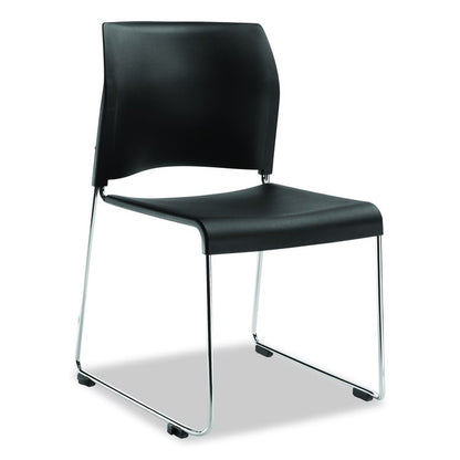 8800 Series Cafetorium Plastic Stack Chair, Supports Up to 500 lb, 18" Seat Height, Black Seat/Back, Chrome Base, 4/Carton