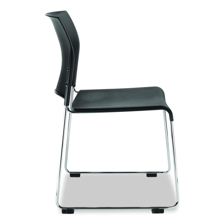 8800 Series Cafetorium Plastic Stack Chair, Supports Up to 500 lb, 18" Seat Height, Black Seat/Back, Chrome Base, 4/Carton