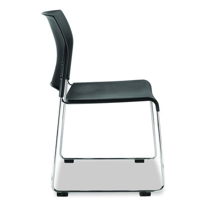 8800 Series Cafetorium Plastic Stack Chair, Supports Up to 500 lb, 18" Seat Height, Black Seat/Back, Chrome Base, 4/Carton