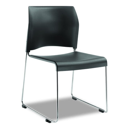 8800 Series Cafetorium Plastic Stack Chair, Supports Up to 500 lb, 18" Seat Height, Charcoal Seat/Back, Chrome Base, 4/Carton
