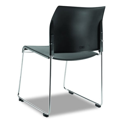 8800 Series Cafetorium Plastic Stack Chair, Supports Up to 500 lb, 18" Seat Height, Charcoal Seat/Back, Chrome Base, 4/Carton