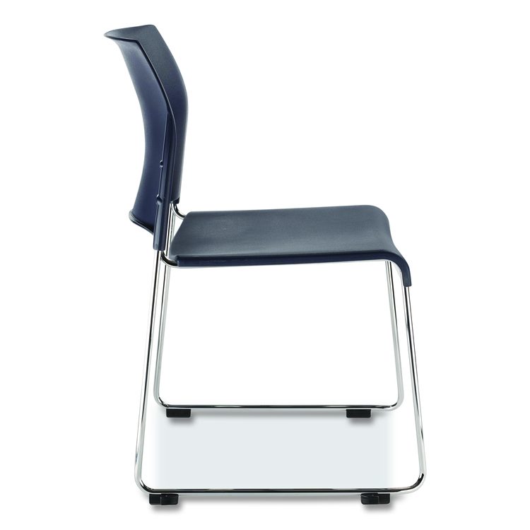 8800 Series Cafetorium Plastic Stack Chair, Supports Up to 500 lb, 18" Seat Height, Blue Seat/Back, Chrome Base, 4/Carton