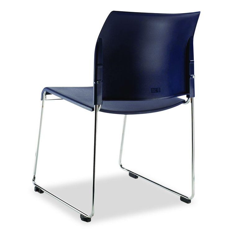 8800 Series Cafetorium Plastic Stack Chair, Supports Up to 500 lb, 18" Seat Height, Blue Seat/Back, Chrome Base, 4/Carton