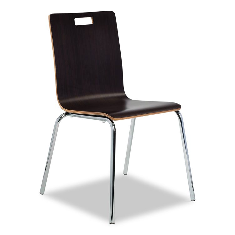 Bushwick Series Bentwood Chair, Supports Up to 500 lb, 18" Seat Height, Espresso Seat, Espresso Back, Chrome Base, 4/Carton