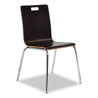 Bushwick Series Bentwood Chair, Supports Up to 500 lb, 18" Seat Height, Espresso Seat, Espresso Back, Chrome Base, 4/Carton