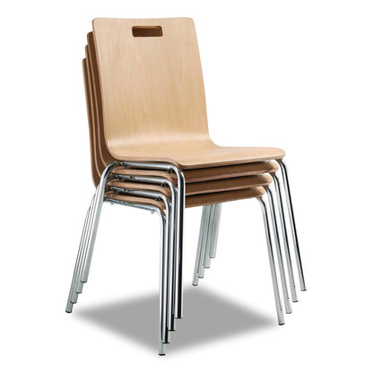 Bushwick Series Bentwood Chair, Supports Up to 500 lb, 18" Seat Height, Natural Seat, Natural Back, Chrome Base, 4/Carton