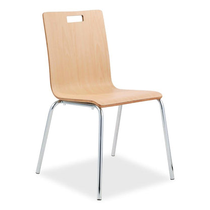 Bushwick Series Bentwood Chair, Supports Up to 500 lb, 18" Seat Height, Natural Seat, Natural Back, Chrome Base, 4/Carton