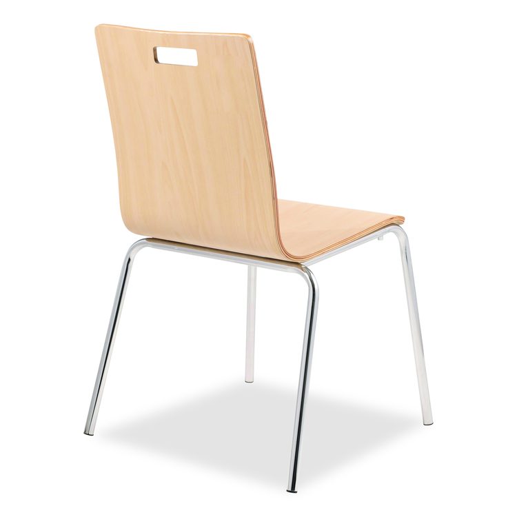Bushwick Series Bentwood Chair, Supports Up to 500 lb, 18" Seat Height, Natural Seat, Natural Back, Chrome Base, 4/Carton