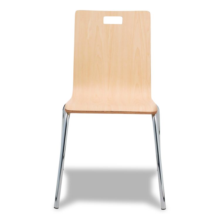 Bushwick Series Bentwood Chair, Supports Up to 500 lb, 18" Seat Height, Natural Seat, Natural Back, Chrome Base, 4/Carton