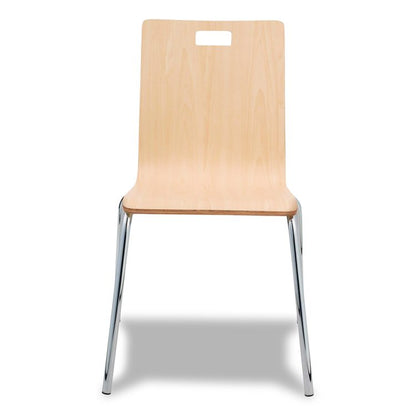 Bushwick Series Bentwood Chair, Supports Up to 500 lb, 18" Seat Height, Natural Seat, Natural Back, Chrome Base, 4/Carton