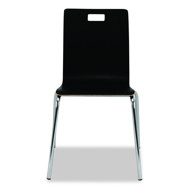 Bushwick Series Bentwood Chair, Supports Up to 500 lb, 18" Seat Height, Black Seat, Black Back, Chrome Base, 4/Carton