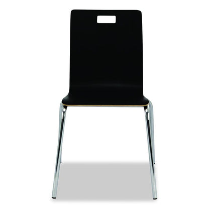 Bushwick Series Bentwood Chair, Supports Up to 500 lb, 18" Seat Height, Black Seat, Black Back, Chrome Base, 4/Carton