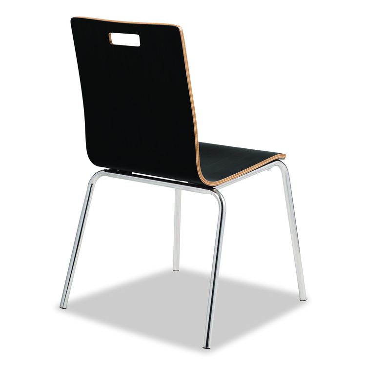 Bushwick Series Bentwood Chair, Supports Up to 500 lb, 18" Seat Height, Black Seat, Black Back, Chrome Base, 4/Carton