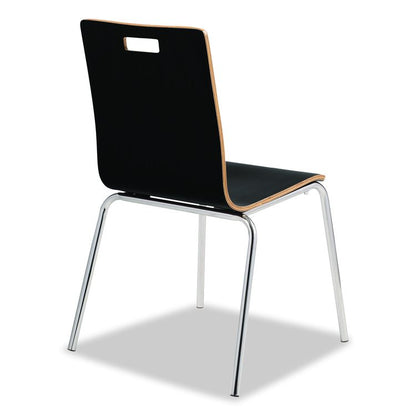 Bushwick Series Bentwood Chair, Supports Up to 500 lb, 18" Seat Height, Black Seat, Black Back, Chrome Base, 4/Carton