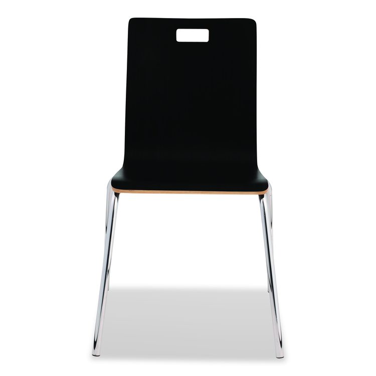 Bushwick Series Bentwood Chair, Supports Up to 500 lb, 18" Seat Height, Black Seat, Black Back, Chrome Base, 4/Carton