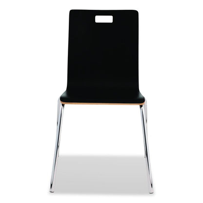 Bushwick Series Bentwood Chair, Supports Up to 500 lb, 18" Seat Height, Black Seat, Black Back, Chrome Base, 4/Carton