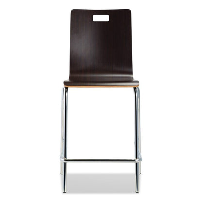 Bushwick Series Bentwood Stool, Counter Height, Supports Up to 500 lb, 24" Seat Height, Espresso Seat/Back, Chrome Base, 4/CT
