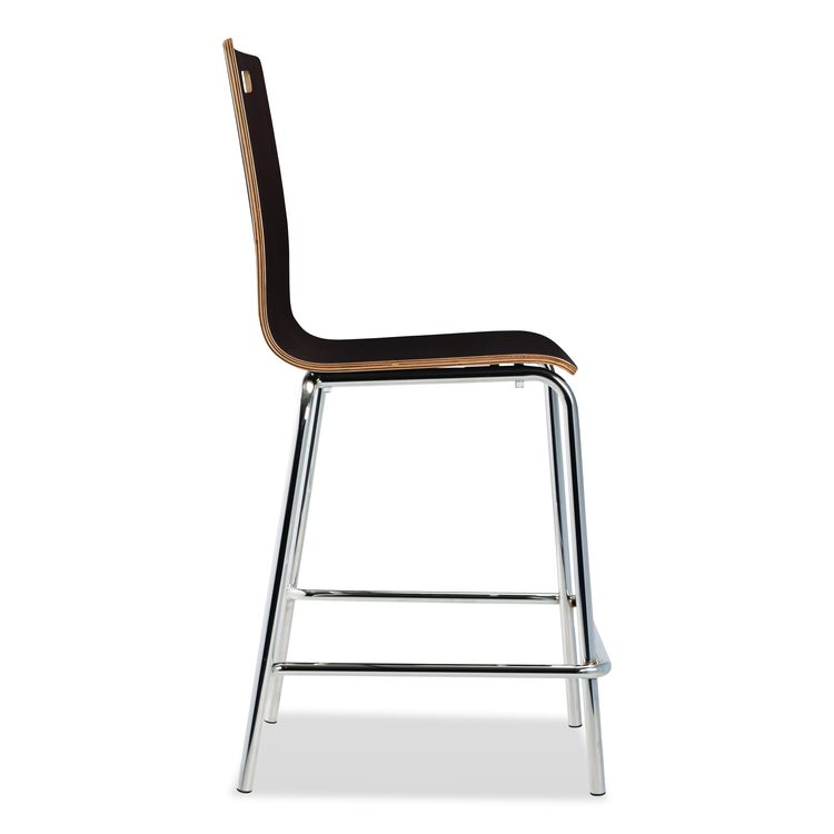 Bushwick Series Bentwood Stool, Counter Height, Supports Up to 500 lb, 24" Seat Height, Espresso Seat/Back, Chrome Base, 4/CT