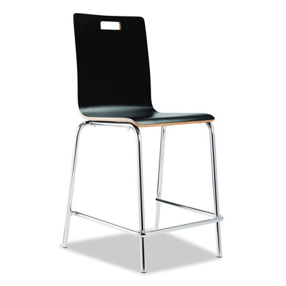 Bushwick Series Bentwood Stool, Counter Height, Supports Up to 500 lb, 24" Seat Height, Black Seat/Back, Chrome Base, 4/CT