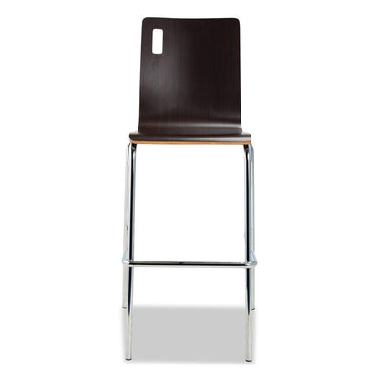 Bushwick Series Bentwood Stool, Supports Up to 500 lb, 30" Seat Height, Espresso Seat, Espresso Back, Chrome Base, 4/Carton