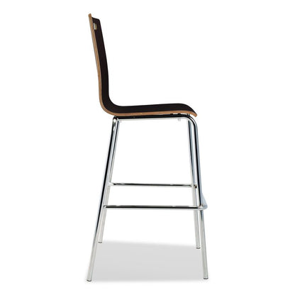 Bushwick Series Bentwood Stool, Supports Up to 500 lb, 30" Seat Height, Espresso Seat, Espresso Back, Chrome Base, 4/Carton