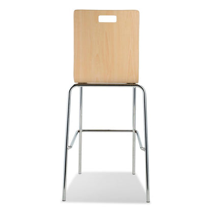 Bushwick Series Bentwood Stool, Supports Up to 500 lb, 30" Seat Height, Natural Seat, Natural Back, Chrome Base, 4/Carton