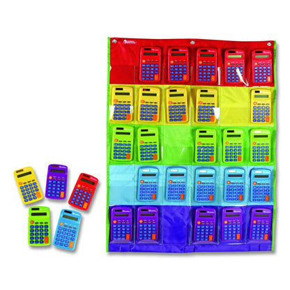 Rainbow Calculators and Storage Chart, 8-Digit, LCD, 30 Calculators