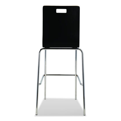 Bushwick Series Bentwood Stool, Supports Up to 500 lb, 30" Seat Height, Black Seat, Black Back, Chrome Base, 4/Carton