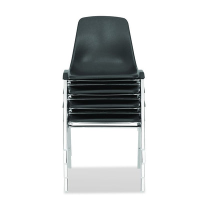 8100 Series Poly Shell Stacking Chair, Supports Up to 500 lb, 18" Seat Height, Black Seat, Black Back, Chrome Base, 4/Carton