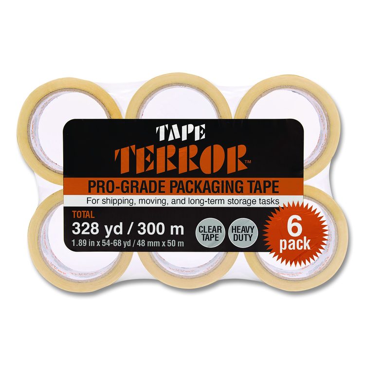 Pro-Grade Packaging Tape, 3" Core, 1.88" x 54.6 yds, Clear, 6/Pack