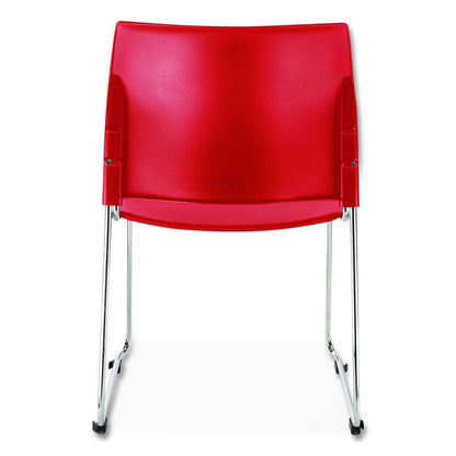 8800 Series Cafetorium Plastic Stack Chair, Supports Up to 500 lb, 18" Seat Height, Red Seat, Red Back, Chrome Base, 4/Carton