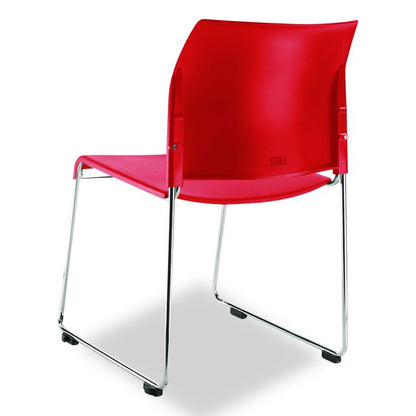 8800 Series Cafetorium Plastic Stack Chair, Supports Up to 500 lb, 18" Seat Height, Red Seat, Red Back, Chrome Base, 4/Carton