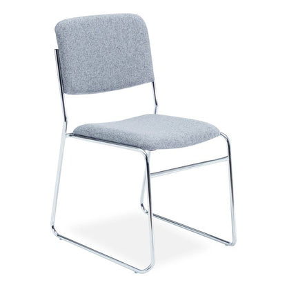 8600 Series Fabric Padded Signature Stack Chair, Supports Up to 500 lb, 19" Seat Height, Gray Seat/Back, Chrome Base, 2/Pack