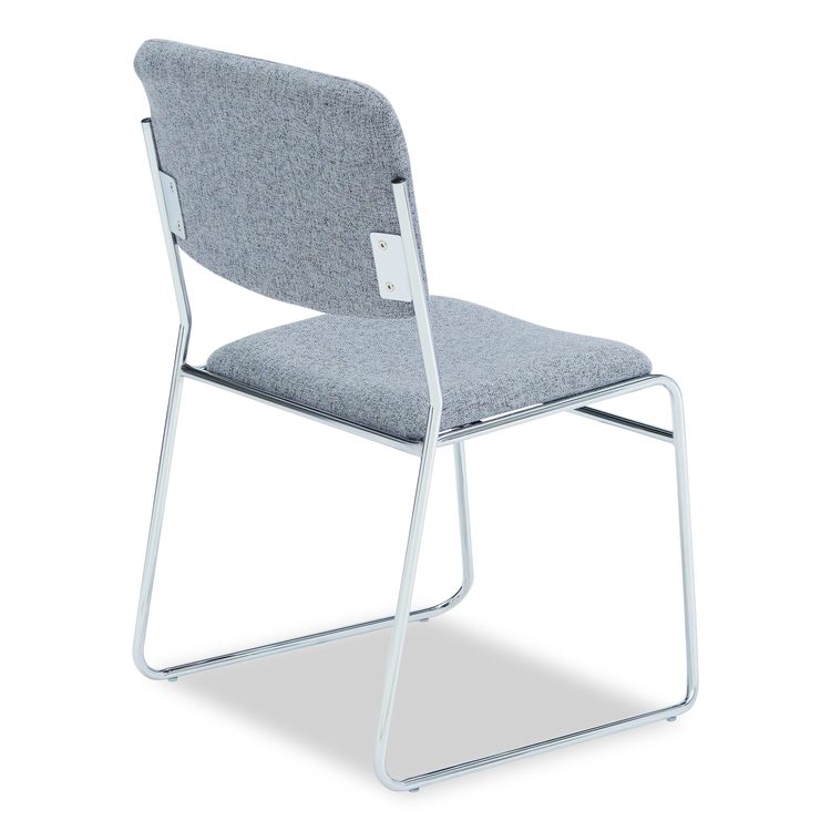 8600 Series Fabric Padded Signature Stack Chair, Supports Up to 500 lb, 19" Seat Height, Gray Seat/Back, Chrome Base, 2/Pack