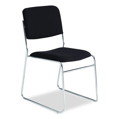 8600 Series Fabric Padded Signature Stack Chair, Supports Up to 500 lb, 19" Seat Ht, Black Seat/Back, Chrome Base, 2/Pack