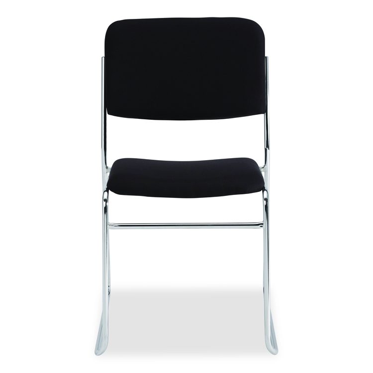 8600 Series Fabric Padded Signature Stack Chair, Supports Up to 500 lb, 19" Seat Ht, Black Seat/Back, Chrome Base, 2/Pack